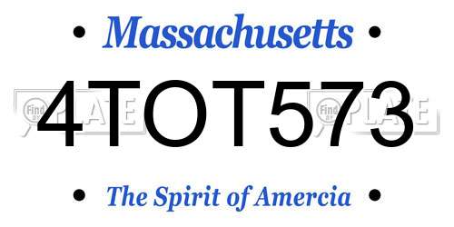 4TOT573 Massachusetts License Plate