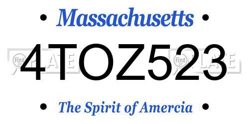 4TOZ523 Massachusetts License Plate