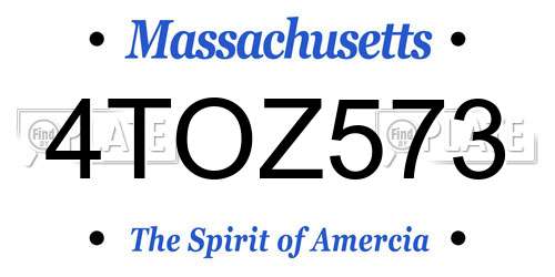 4TOZ573 Massachusetts License Plate
