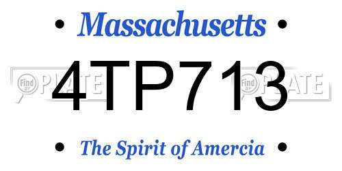 4TP713 Massachusetts License Plate