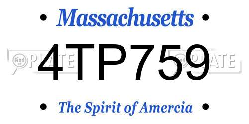 4TP759 Massachusetts License Plate