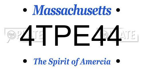 4TPE44 Massachusetts License Plate