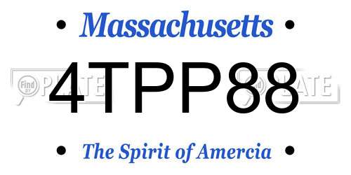 4TPP88 Massachusetts License Plate
