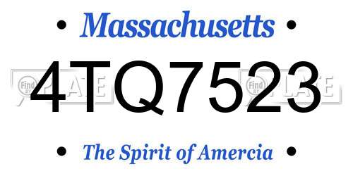 4TQ7523 Massachusetts License Plate