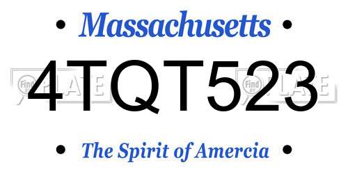 4TQT523 Massachusetts License Plate