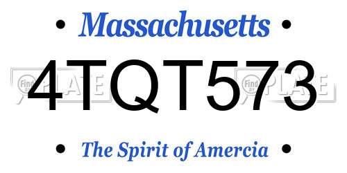 4TQT573 Massachusetts License Plate
