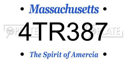 4TR387 Massachusetts License Plate
