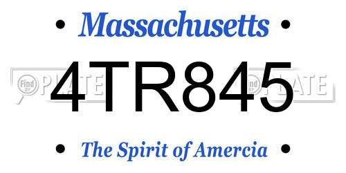 4TR845 Massachusetts License Plate