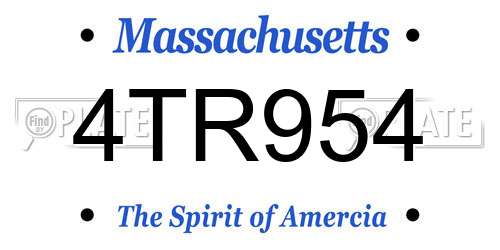 4TR954 Massachusetts License Plate