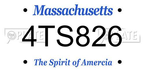 4TS826 Massachusetts License Plate