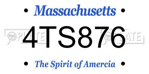 4TS876 Massachusetts License Plate
