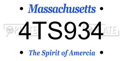 4TS934 Massachusetts License Plate