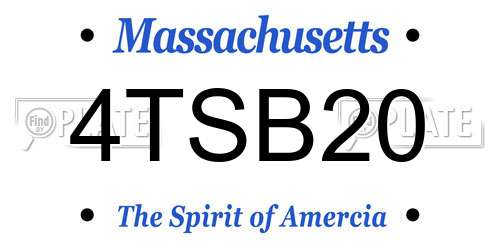 4TSB20 Massachusetts License Plate