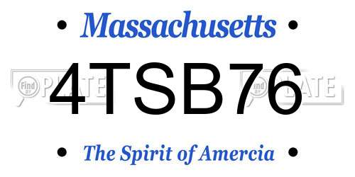 4TSB76 Massachusetts License Plate