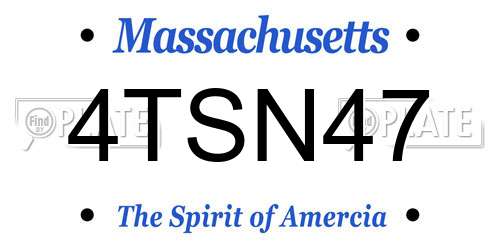 4TSN47 Massachusetts License Plate