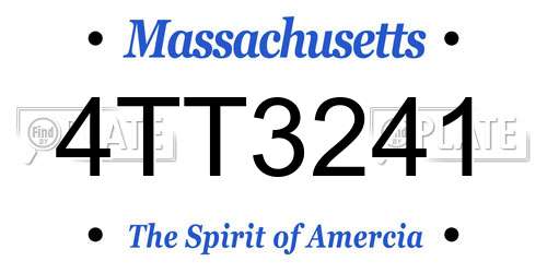 4TT3241 Massachusetts License Plate