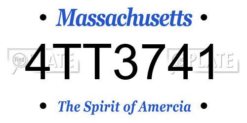 4TT3741 Massachusetts License Plate