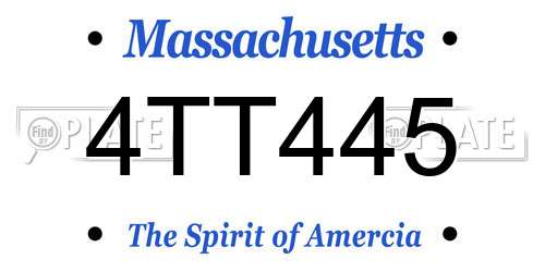 4TT445 Massachusetts License Plate