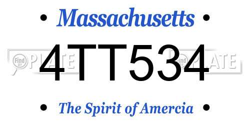 4TT534 Massachusetts License Plate
