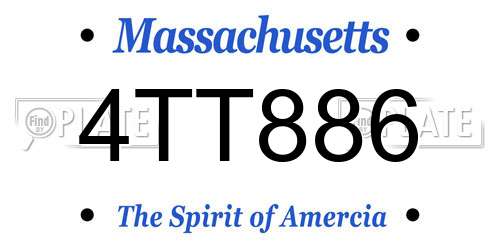 4TT886 Massachusetts License Plate