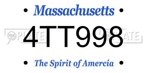 4TT998 Massachusetts License Plate