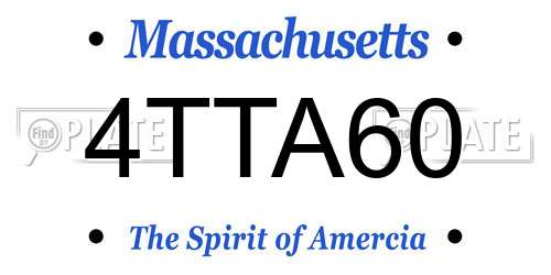 4TTA60 Massachusetts License Plate