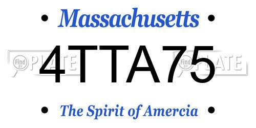 4TTA75 Massachusetts License Plate