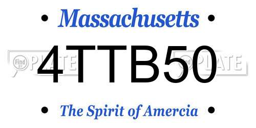 4TTB50 Massachusetts License Plate