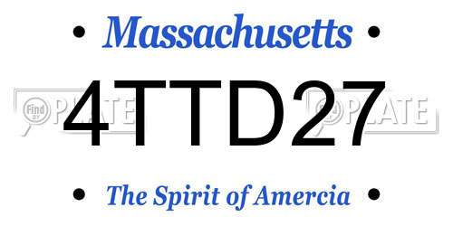 4TTD27 Massachusetts License Plate