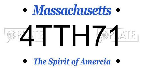4TTH71 Massachusetts License Plate