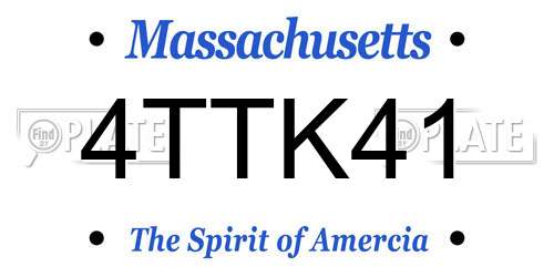 4TTK41 Massachusetts License Plate