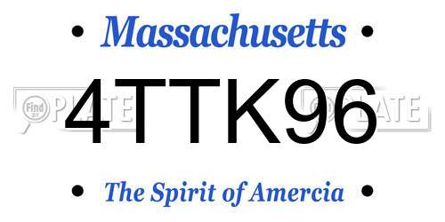 4TTK96 Massachusetts License Plate