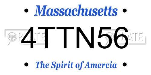 4TTN56 Massachusetts License Plate