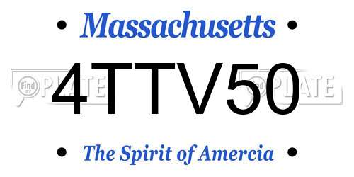 4TTV50 Massachusetts License Plate