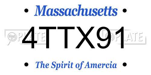 4TTX91 Massachusetts License Plate