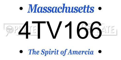 4TV166 Massachusetts License Plate