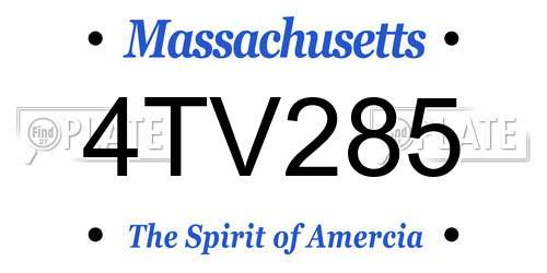 4TV285 Massachusetts License Plate