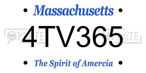 4TV365 Massachusetts License Plate