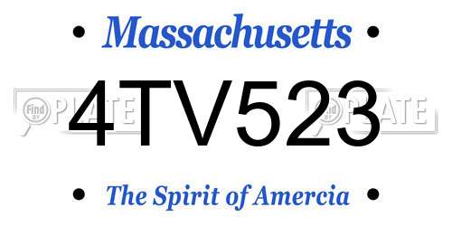 4TV523 Massachusetts License Plate