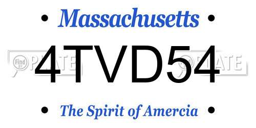 4TVD54 Massachusetts License Plate