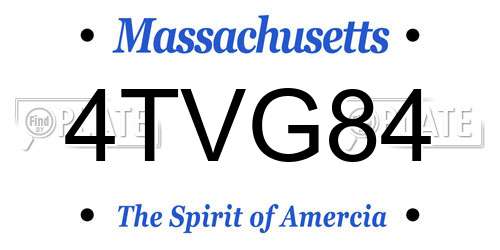 4TVG84 Massachusetts License Plate
