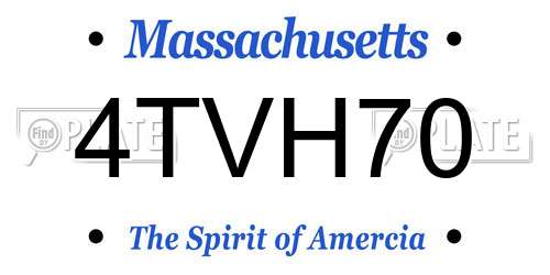 4TVH70 Massachusetts License Plate