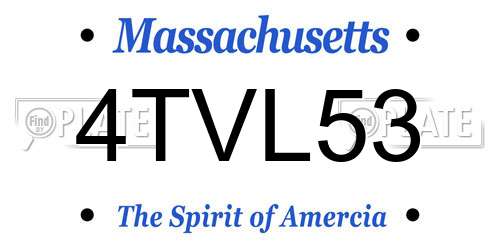 4TVL53 Massachusetts License Plate