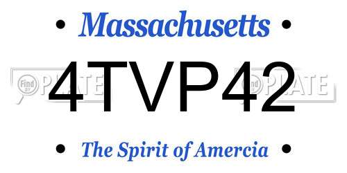4TVP42 Massachusetts License Plate
