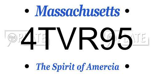 4TVR95 Massachusetts License Plate