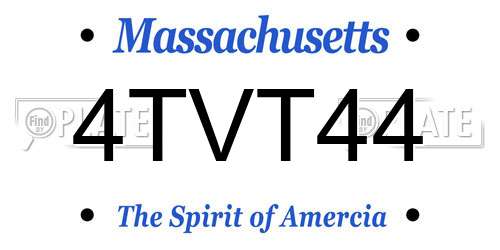 4TVT44 Massachusetts License Plate
