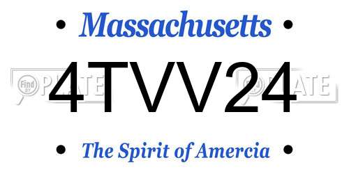 4TVV24 Massachusetts License Plate