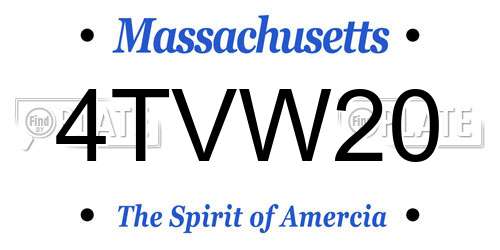 4TVW20 Massachusetts License Plate