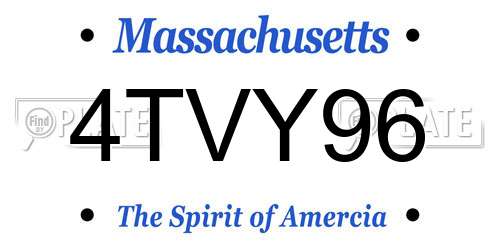 4TVY96 Massachusetts License Plate