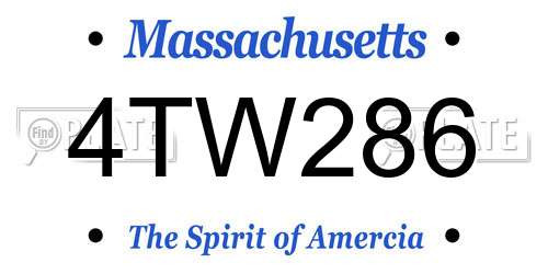 4TW286 Massachusetts License Plate